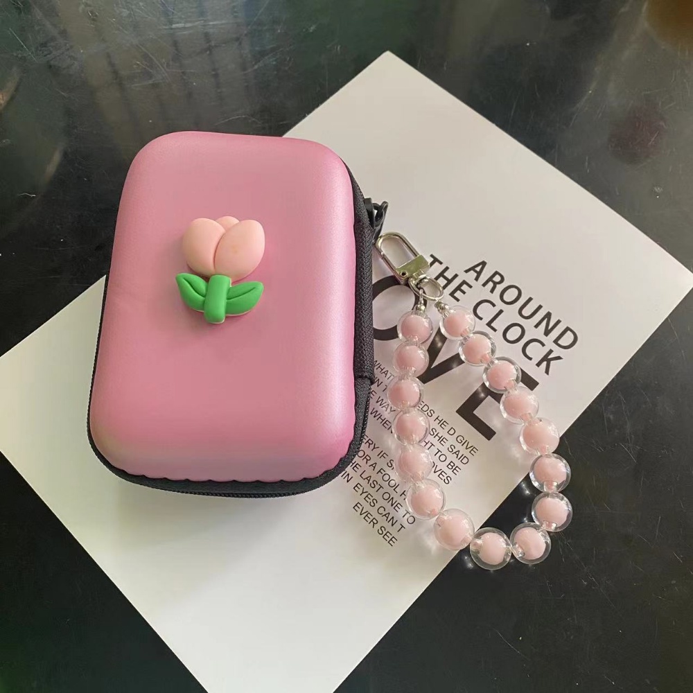 Túi Đựng Tai Nghe / Dây Cáp Sạc USB Họa Tiết Hoa Dễ Thương