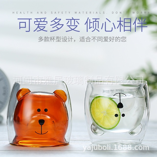 Ly thủy tinh 2 lớp - Ly thủy tinh hình gấu [ Hàng order 3 tuần ] | BigBuy360 - bigbuy360.vn