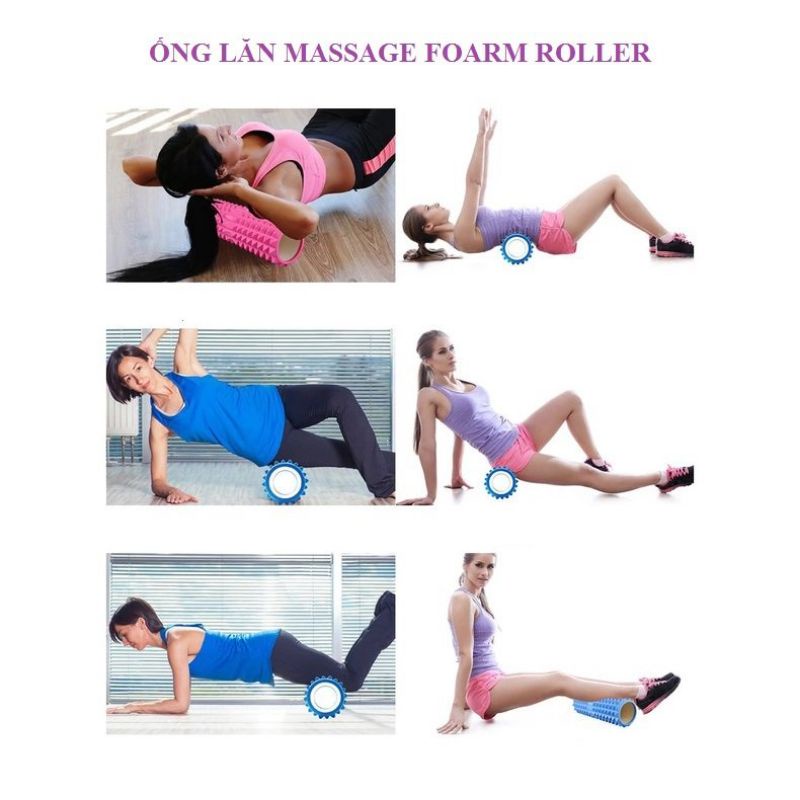 Bộ dụng cụ Yoga Massage Foarm Roller: con lăn,gậy lăn tay,bóng massage,gạch yoga,thảm yoga TPE, túi đựng