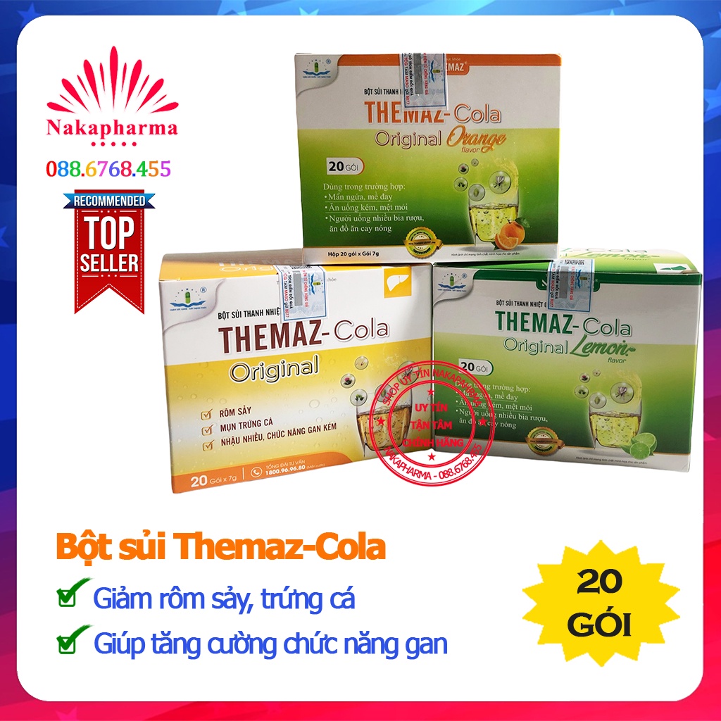 Bột sủi thanh nhiệt giải độc gan Themaz Cola Original - Giúp giải độc gan, giảm nóng trong người, nhiệt miệng, mẩn ngứa