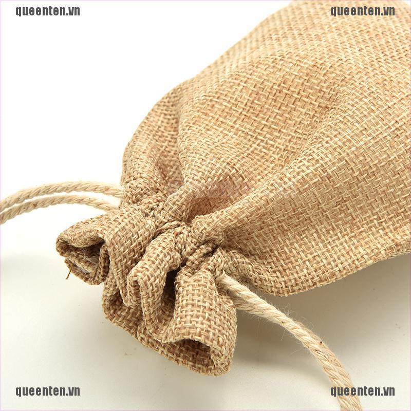 Túi dây rút nhỏ bằng vải bố phong cách mộc mạc trang trí cho tiệc cưới