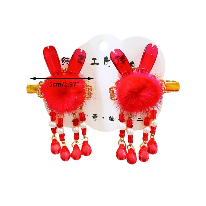 Kẹp Tóc Đính Hoa Tua Rua Dài Phong Cách Trung Hoa Cho Bé Gái