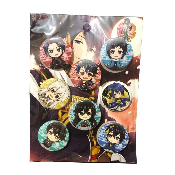 Bảng huy hiệu Touken Ranbu 8 chiếc anime chibi dễ thương pin cài áo