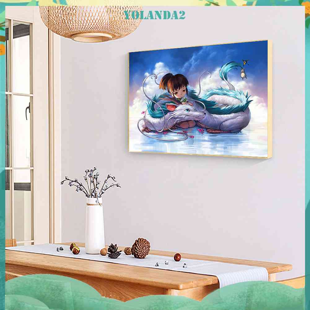 Bộ Tranh Thêu Chữ Thập DIY Hình Cô Gái Và Rồng 11CT