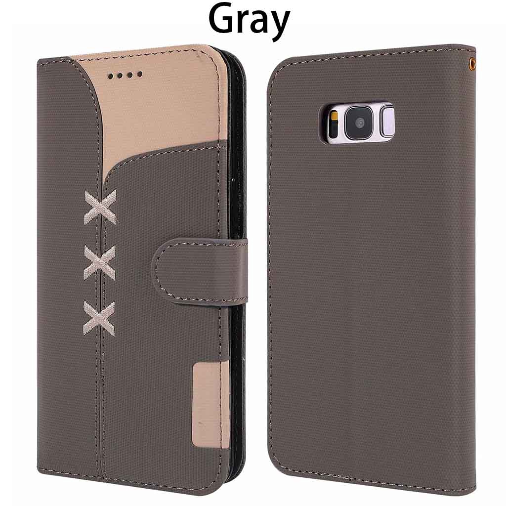 Samsung Galaxy S8 S8+ S9 S9+ S10 S10+ Plus Cover Flip Embroidery PU Leather Wallet Stand Phone Case