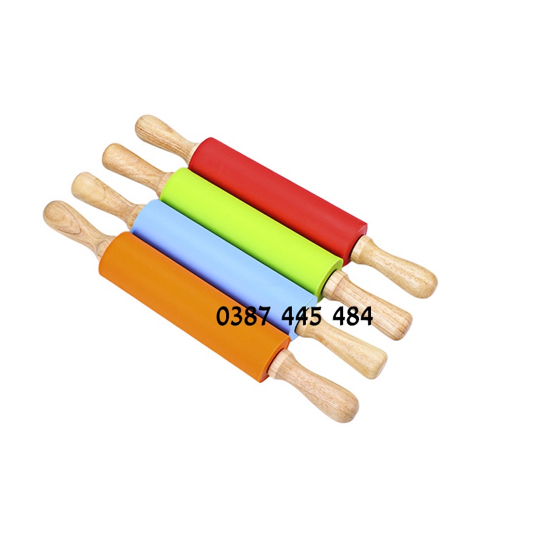 COMBO: Cây lăn bột + Thảm nhào silicon, Cây lăn bột , cán bột làm bánh cán gỗ tay gỗ