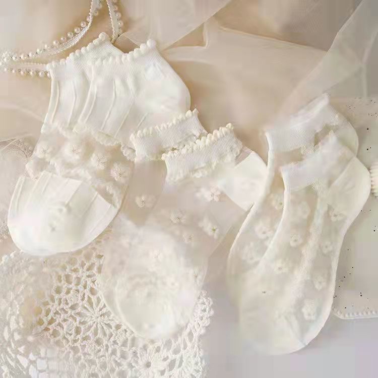 (Hàng Có Sẵn)tất nữ ngắn Vớ Ren Trắng Mỏng Thoáng Khí Thời Trang Mùa Hè Cho Nữ tất nữ lolita