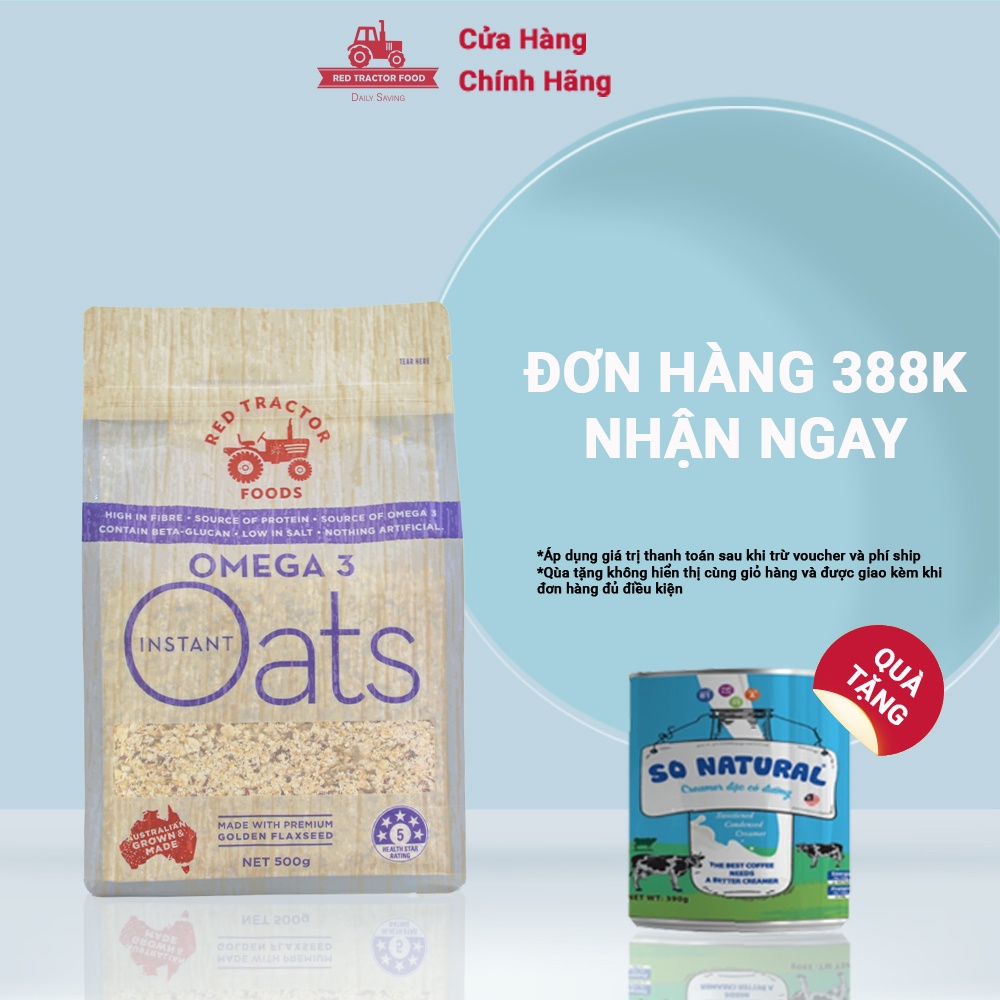 Red Tractor-Yến Mạch Ăn liền Omega-3 Nhập Khẩu Úc Hạt Lanh Vàng Giàu chất xơ-Tốt cho tim mạch