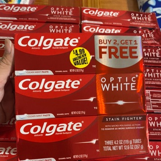 Kem đánh răng Colgate Optic White Mỹ xách tay 119gr