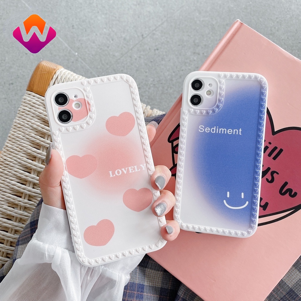 Ốp điện thoại silicon mềm màu in viền họa tiết trái tim 3D thích hợp cho Iphone X XS XR XS Max