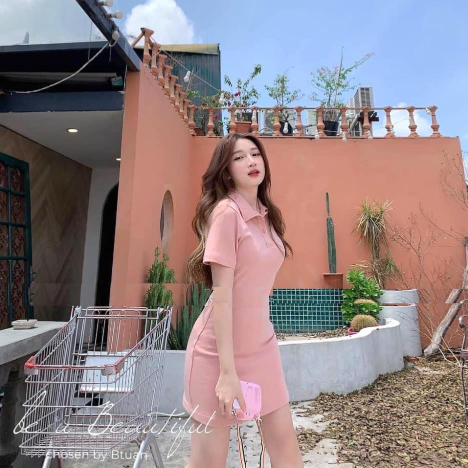 Đầm polo trơn 3 màu pastel nữ [FREESHIP] Váy ngắn tay có cổ kiểu dáng thể thao năng động, trẻ trung SIÊU ĐẸP  ྇