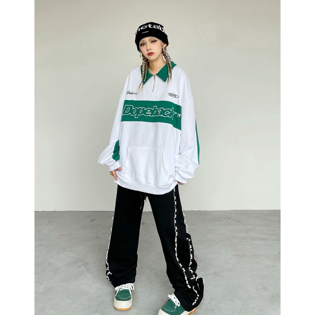 Áo sweater nam ,áo nỉ form rộng có cổ khóa kéo dopeback unisex 2022