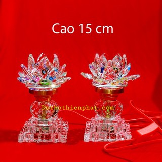 Cặp đèn thờ đá pha lê cao cấp Led tự động đổi 7 màu