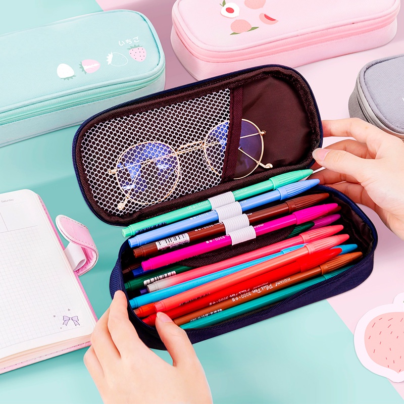 Túi đựng bút OSSAYI bằng vải canvas hai mặt sức chứa lớn