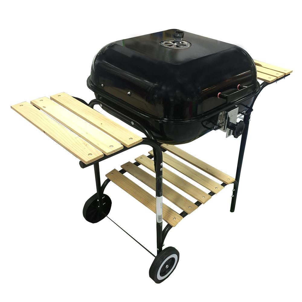 HomeBase SPRING Bếp nướng BBQ than hoa ngoài trời có kệ để thức ăn N104xC86xS57cm màu đen