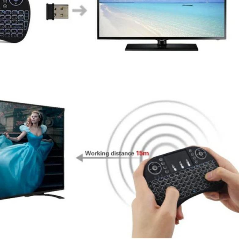 ♕ Bàn Phím Không Dây Mini i8 Có Đèn Nền Cho PC Android Tv Game Bo