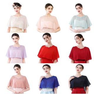 Áo choàng voan phối ren thời trang xuân hè dành cho cô dâu