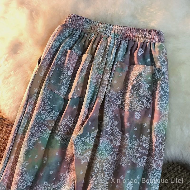 Spring-Summer2021New Tie-Dyed Fried StreetinsCouple Korean Style Loose Straight Wide Leg Ankle-Tied Casual Track Sweatpants