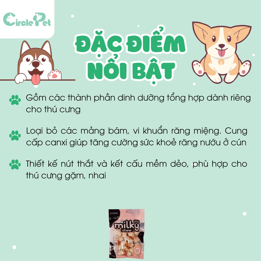 Xương Gặm Cho Chó Milky Dogaholic Làm Sạch Răng Bổ Sung Canxi Túi 200g - Circle Pet
