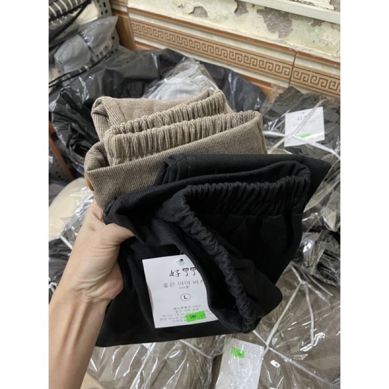 Quần baggy nữ công sở lưng cao vải dạ tăm, Quần tây nữ lưng cao mặc đi học đi làm màu đen nâu trơn mềm