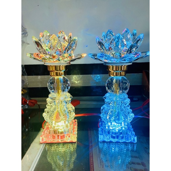 Cặp đèn thờ pha lê kiểu dáng thiên nga pl22