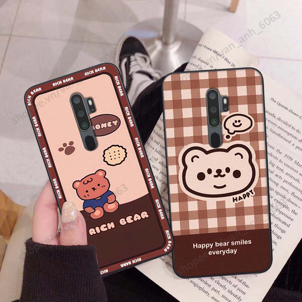Ốp lưng Oppo A5 2020 / A9 2020 in hình hoa, gấu rich bear nghệ thuật, thời trang