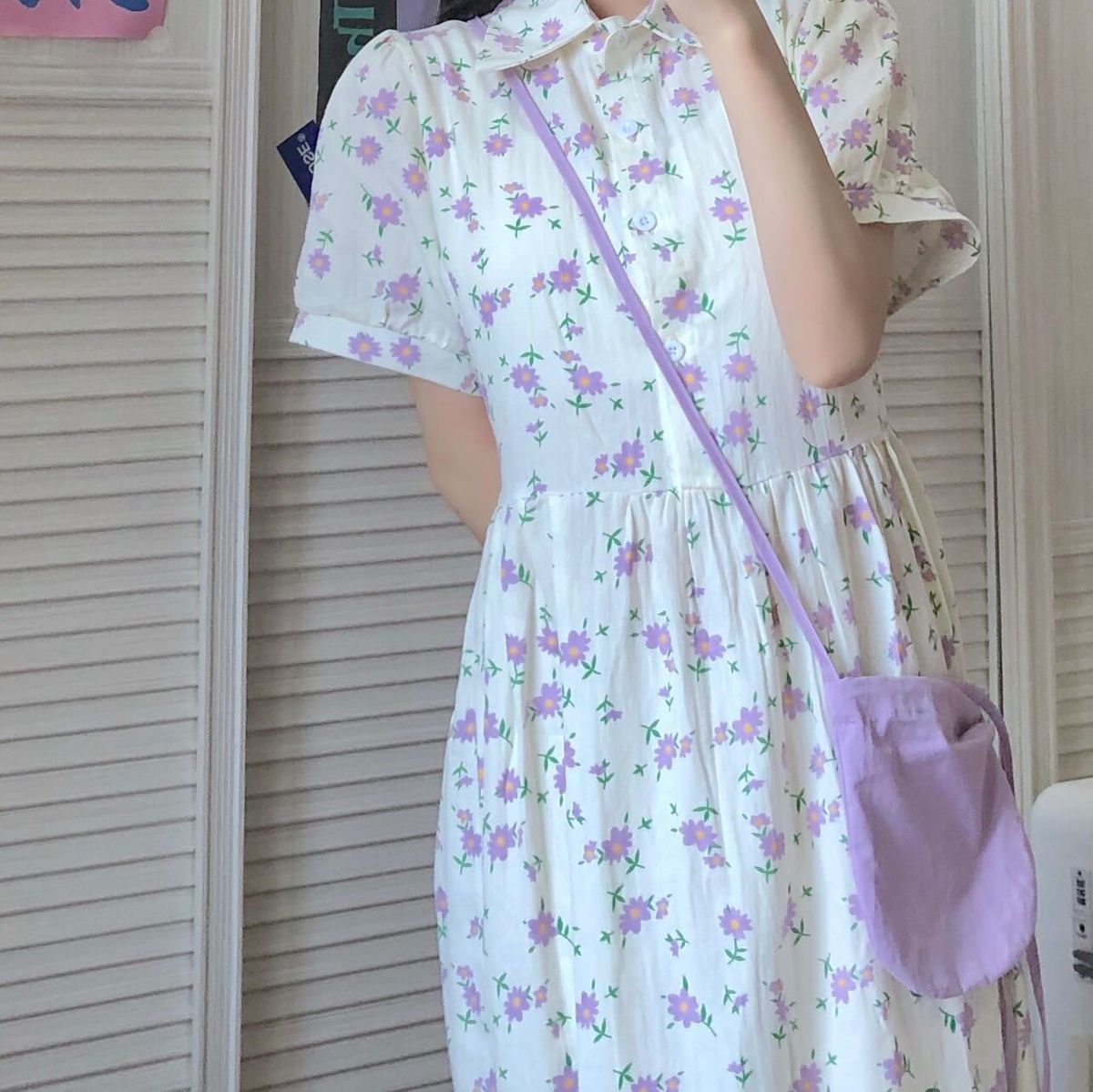 [Mã FACBGO245 giảm 10K đơn bất kì] Loose and Thin Floral Dress Female Summer Doll Dress Sweet Short Sleeve Skirt