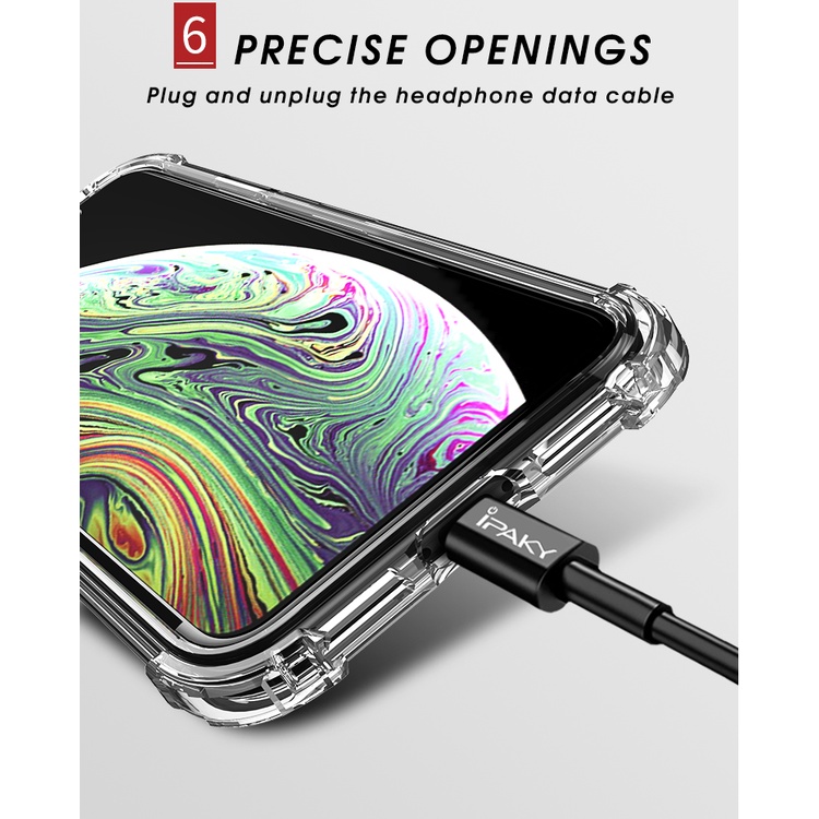 Ốp lưng IPAKY iPhone XR/ X/ XS/ XS Max/ iPhone 7 Plus/ 8 Plus/ 7/ 8/ SE 2/ SE 3  - Trong suốt, Chống sốc