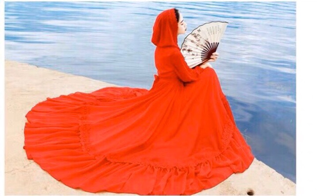 [FREESHIP] Đầm Maxi Đỏ Phối Ren Kèm Nón | BigBuy360 - bigbuy360.vn