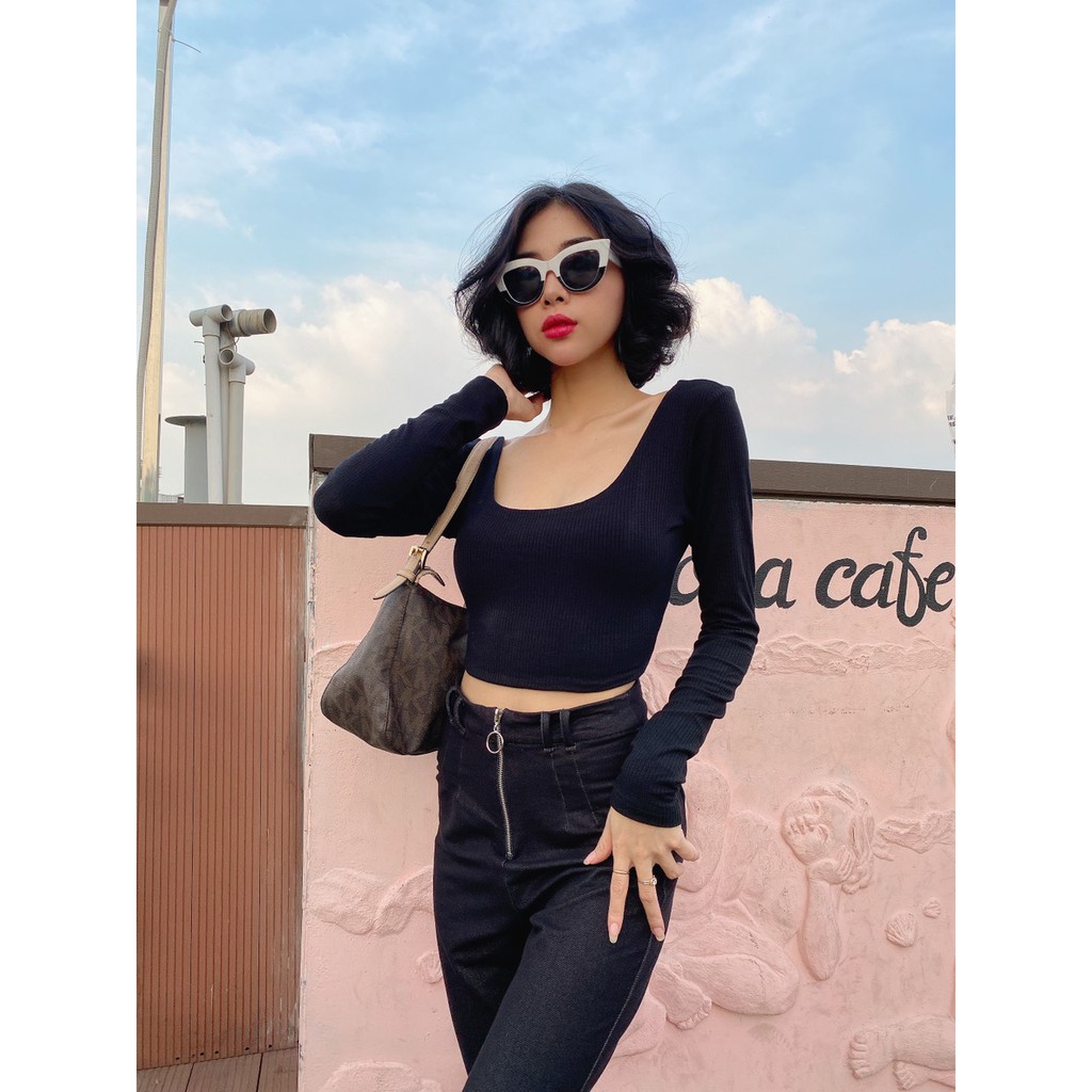 Croptop thun hở lưng U - YA014210