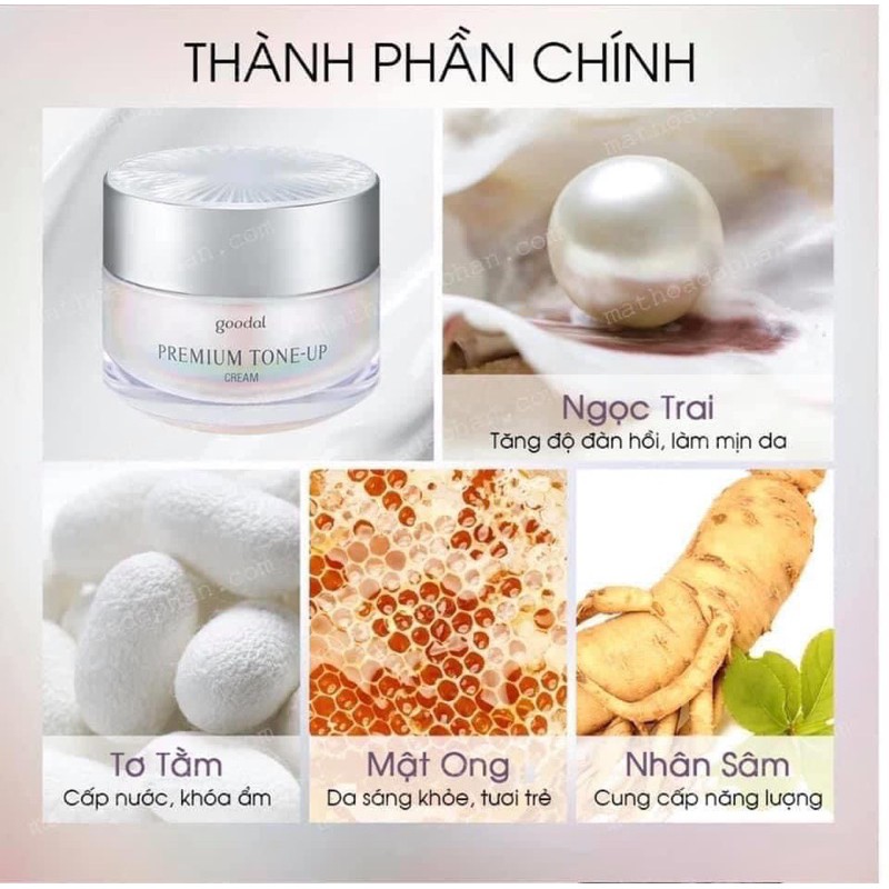 Kem dưỡng trắng nâng tông da ốc sên GOODAL Premium Snail Tone Up Cream 30ml - HONGS KOREA