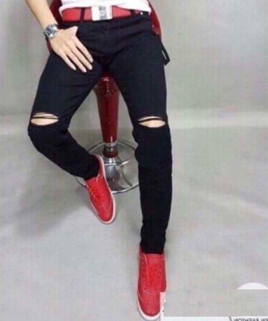 Quần Jean Nam Rách Gối [Ngầu] Quần Bò Nam đen -Quynhha | BigBuy360 - bigbuy360.vn