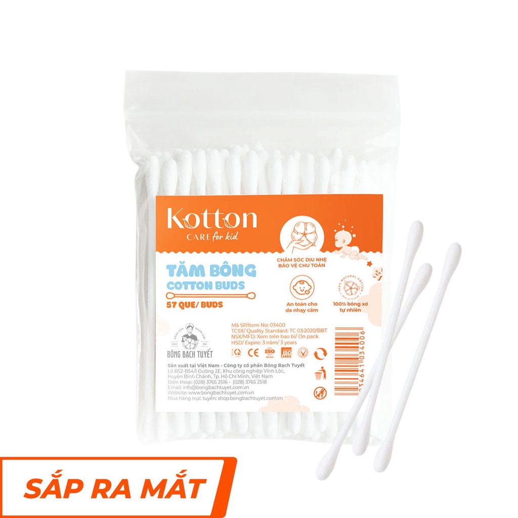 Bông Tăm Cho Bé Sơ Sinh (Bông Bạch Tuyết Đầu Nhỏ Cao Cấp)