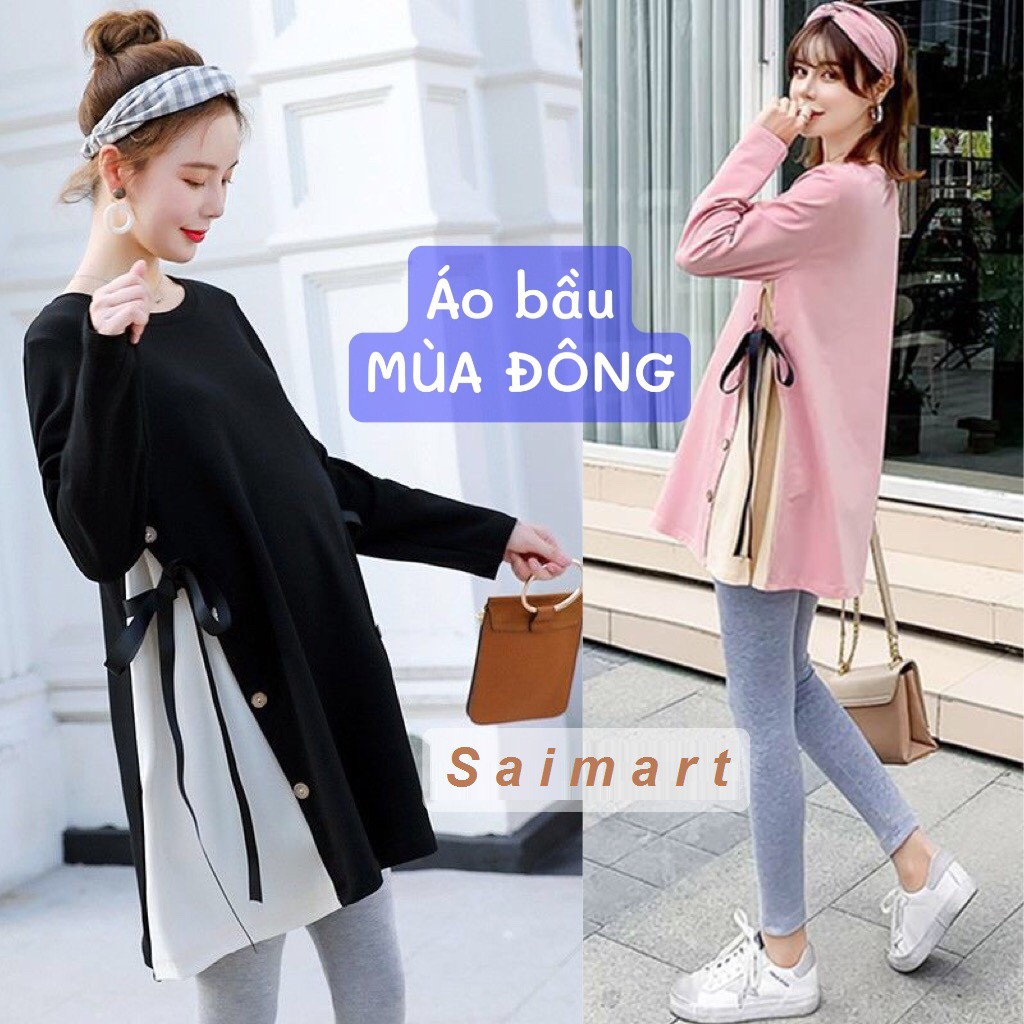Áo Bầu Thu Đông Thiết Kế - Hàng Chuẩn Chất Siêu Mềm Đẹp Dày Dặn - Mẹ Mặc Cực Gọn Gàng &amp; Tôn Dáng