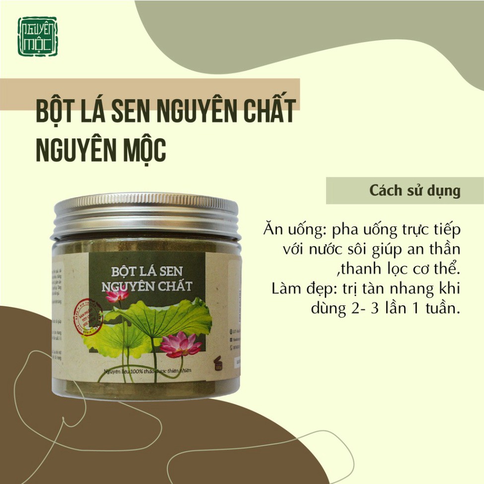 Bột Lá Sen Nguyên Chất Nguyên Mộc - Hỗ Trợ Ngừa Nám, Tàn Nhang, Giảm Nếp Nhăn, Bình Ổn Huyết Áp, Cải Thiện Giấc Ngủ