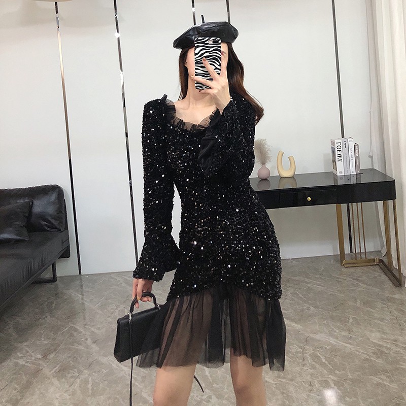 [Hàng order] Đầm sequin đuôi cá lấp lánh váy dự tiệc lấp lánh Đ271