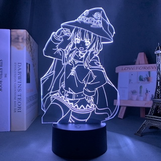 Anime KonoSuba Megumin Đèn Ngủ LED Nhiều Màu Sắc Thay Đổi Cảm Ứng Từ Xa Đèn Ngủ Mát Mẻ Cho Người Hâm Mộ KonoSuba