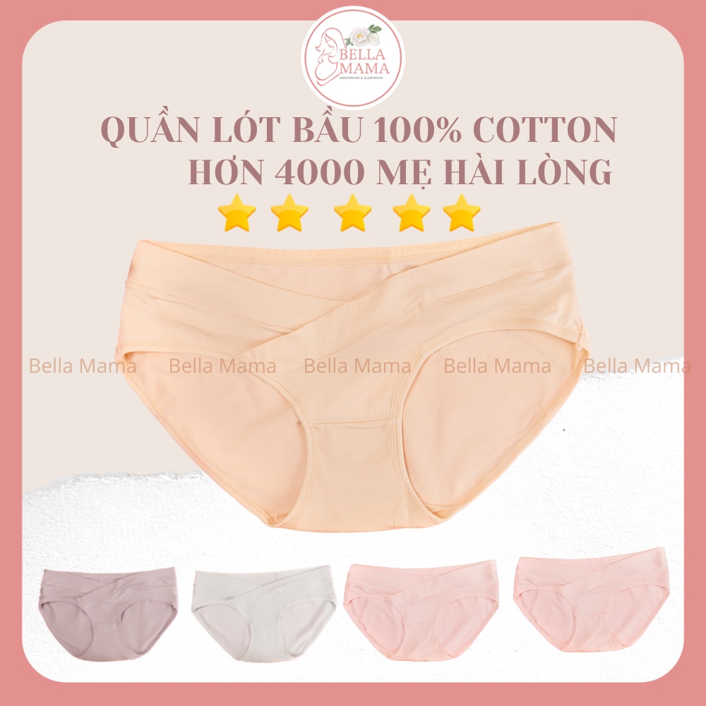 Quần Lót Bầu Cạp Chéo 100% Cotton Siêu Mềm Mát Nhẹ Thoáng Khí Cho Mẹ Bầu