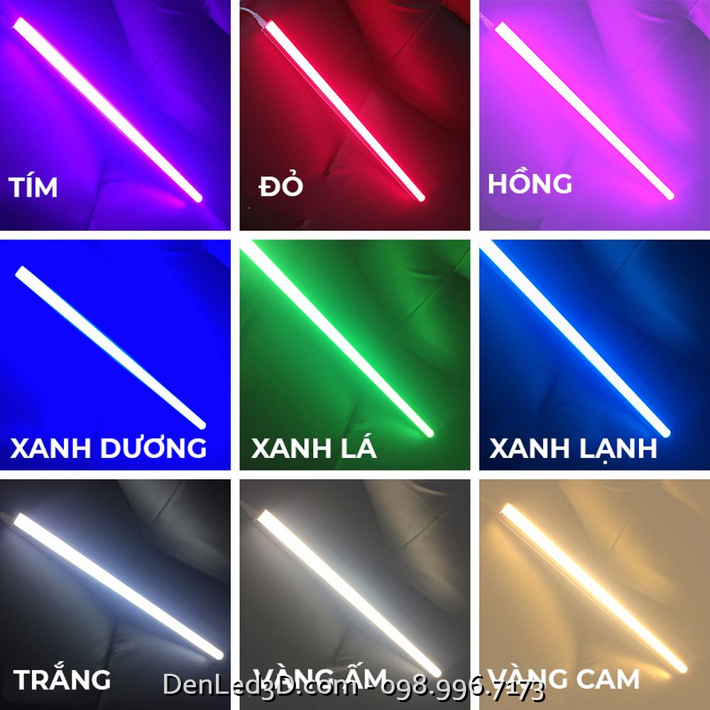 Đèn Led Ống Tuýp Neon Dài 0.6 - 1m2 Chống Nước Trang Trí Quán Cafe