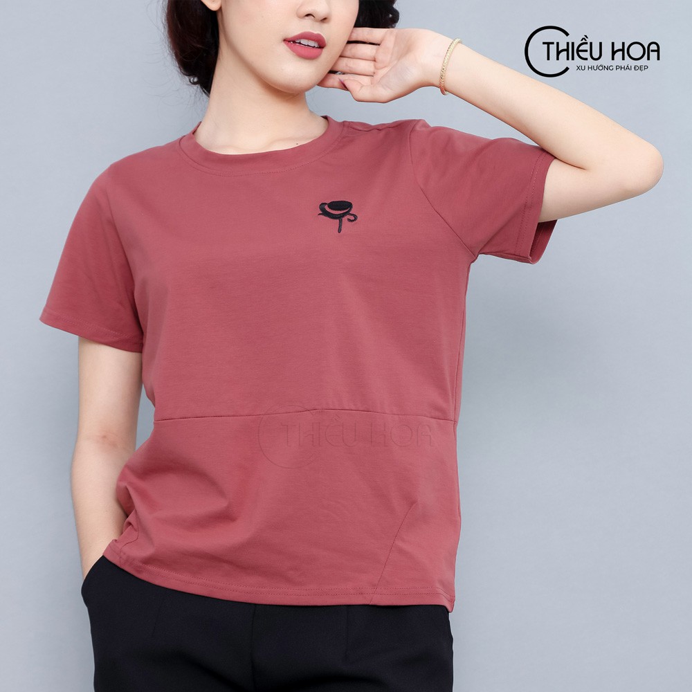 Áo Thun Đơn Giản Thêu Hoa Tinh Tế Thiều Hoa L885