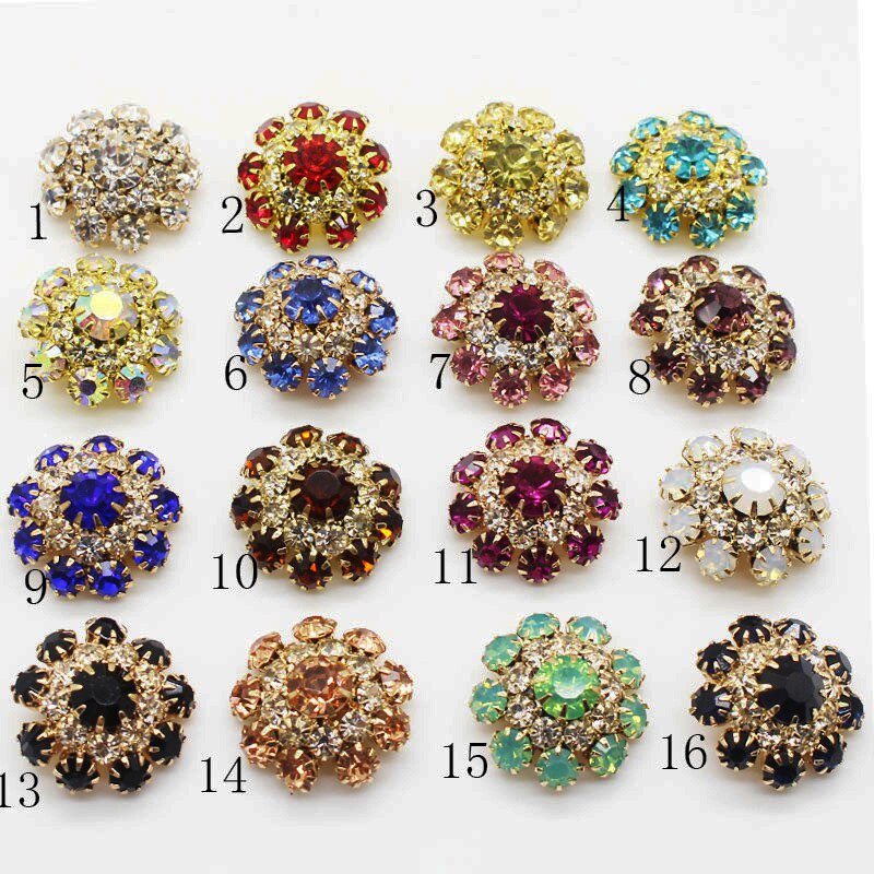 Set 5 nút áo bằng kim loại mạ vàng 100% 22mm đính đá pha lê sang trọng