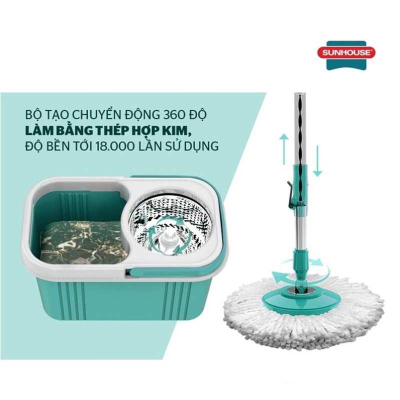 BỘ LAU NHÀ 360 ĐỘ SUNHOUSE HAPPY TIME [SANG TRỌNG, SIÊU BỀN]