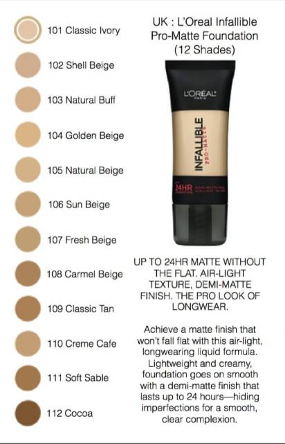 (hàng Mới Về) Kem Nền Lì Trang Điểm Chuyên Nghiệp L 'oreal | BigBuy360 - bigbuy360.vn