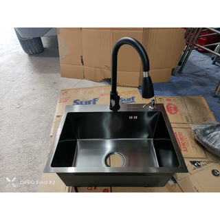 [NANO Đen] Chậu Rửa Chén Bát Phủ NANO đen Chống trầy KT 6045