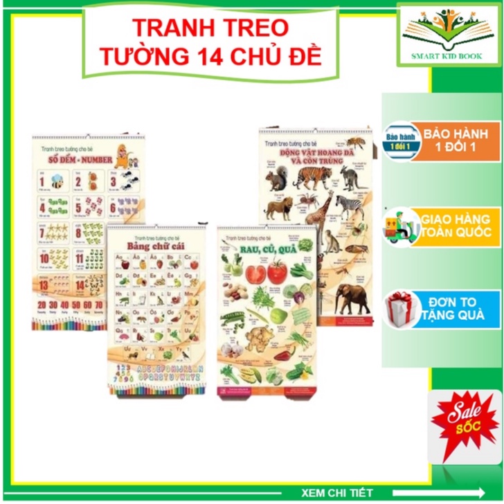 [MỚI] BỘ TRANH TREO TƯỜNG VỀ THẾ GIỚI XUNG QUANH 14 CHỦ ĐỀ - 6 TỜ IN 2 MẶT - CHO BÉ TỪ 06 THÁNG ĐẾN 6 TUỔI.