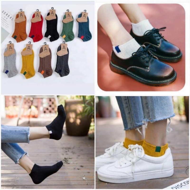 Tất vớ nam nữ ngắn cổ vớ cổ ngắn ulzzang Basic Vintage Hàn Quốc Tất Cổ ngắn style Vintage Unisex