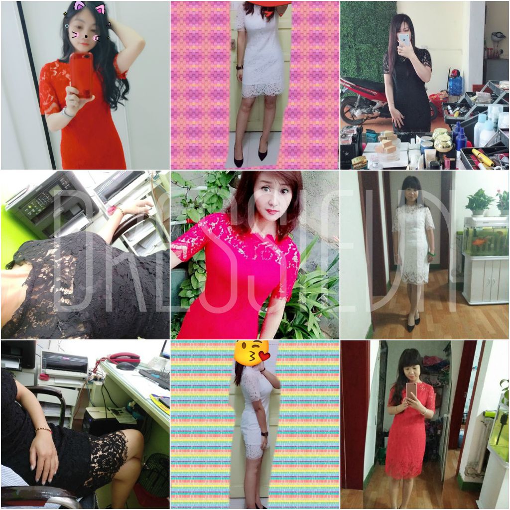 Váy Áo Đầm Ren Ôm Body DRESSIE Thời Trang Nữ Công Sở Dạo Phố Dự Tiệc Đám Cưới - DB74 (Đen - Trắng - Đỏ) | BigBuy360 - bigbuy360.vn