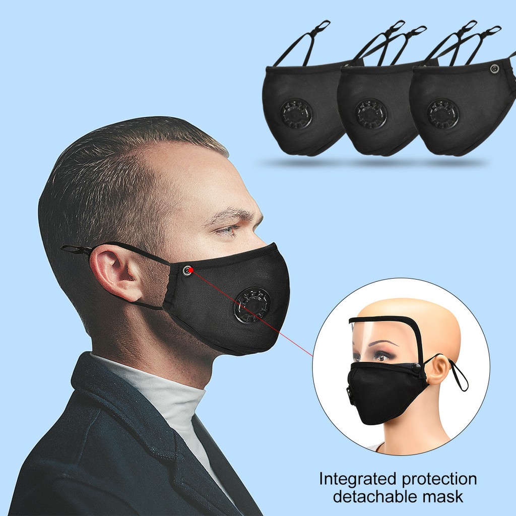 Khẩu trang cotton có kính tháo lắp dễ dàng kèm thêm miếng lót PM2.5 | BigBuy360 - bigbuy360.vn