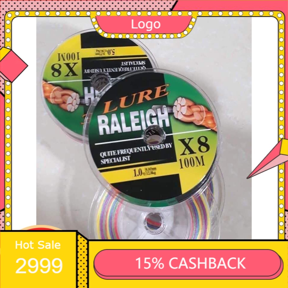 Dây dù câu cá Lure Raleigh X8 7 màu siêu đẹp siêu bền mịn -giá rẻ-