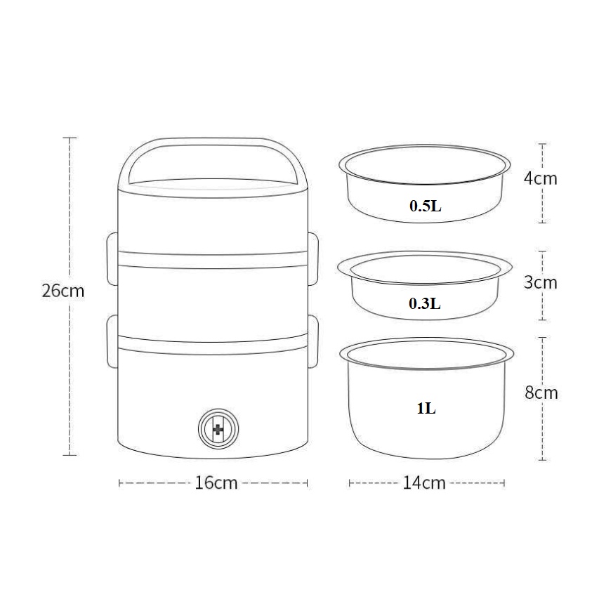 [Free ship] Hộp Cơm Văn Phòng Cắm Điện Cao Cấp 3 Tầng Inox, Hộp Cơm Hâm Nóng Đa Năng, Nấu Cơm Và Đồ Ăn